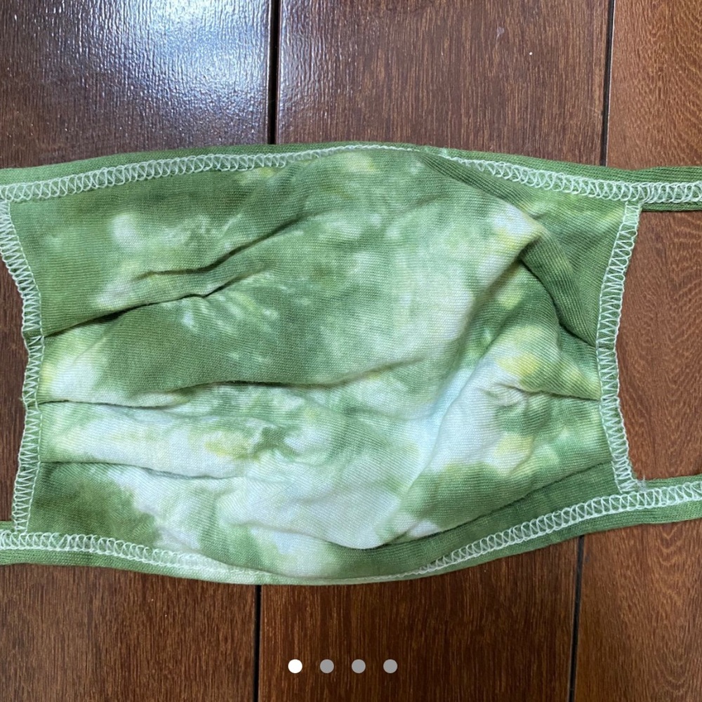 GREEN REUSABLE HOME MADE TIE DYE FACE MASKS
